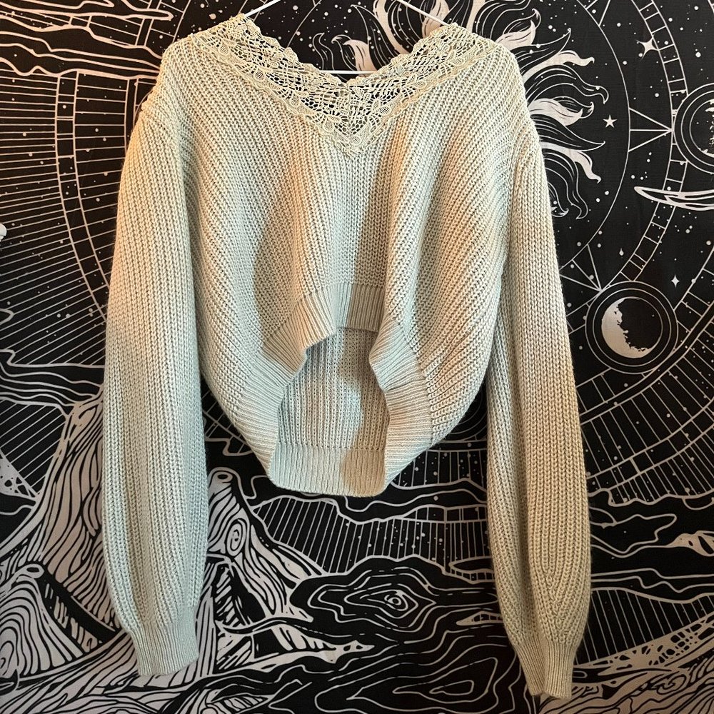 Derek Heart - Pastel Green Knitted Sweater - Size: L